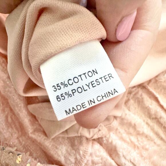 Miss Ord Sequin & Gem Blush Tulle Plunge Neckline Mini Dress Women’s Size Small - Picture 9 of 13